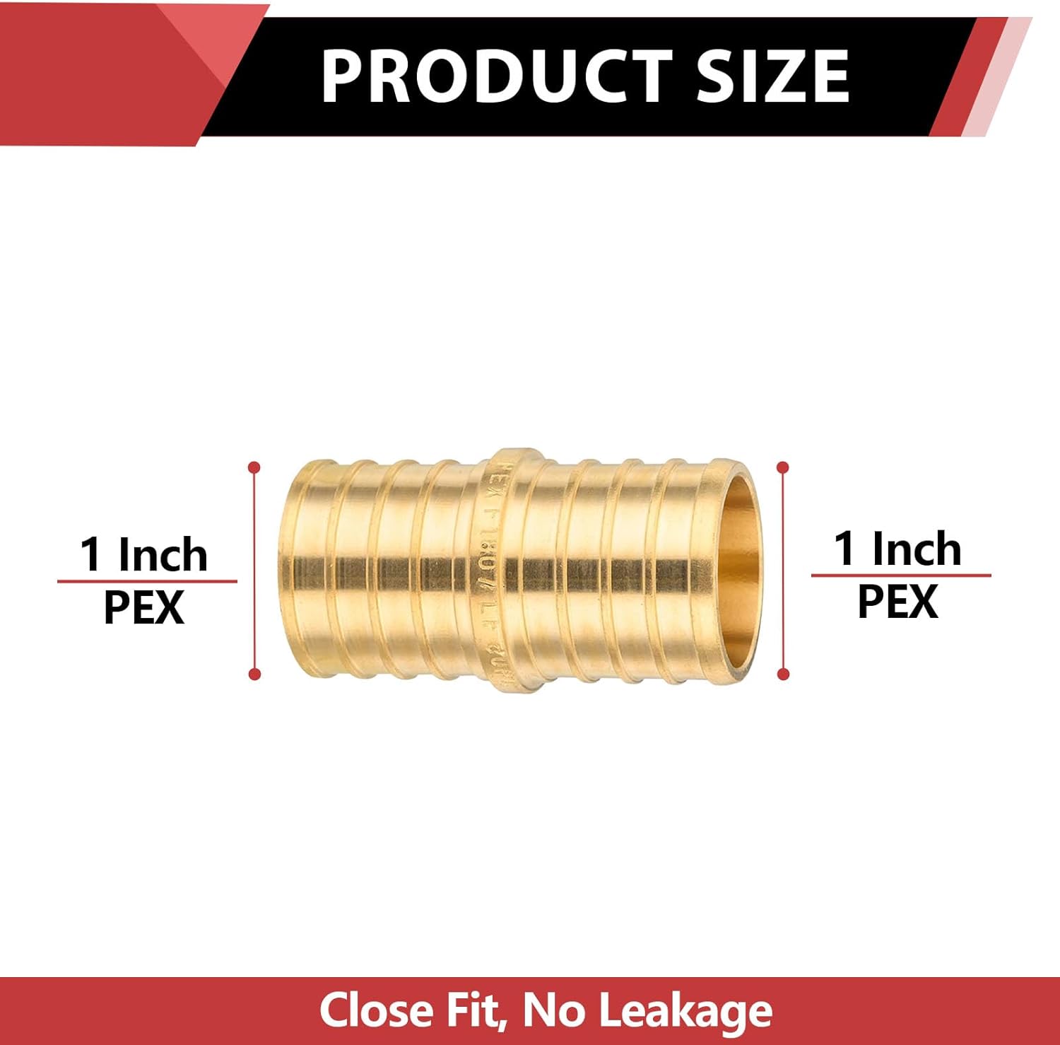 (200 Pack) EFIELD Pex Barb Crimp Brass Fittings 1-Inch x 1-Inch Straight Couplings - ASTM F1807, UPC Certified