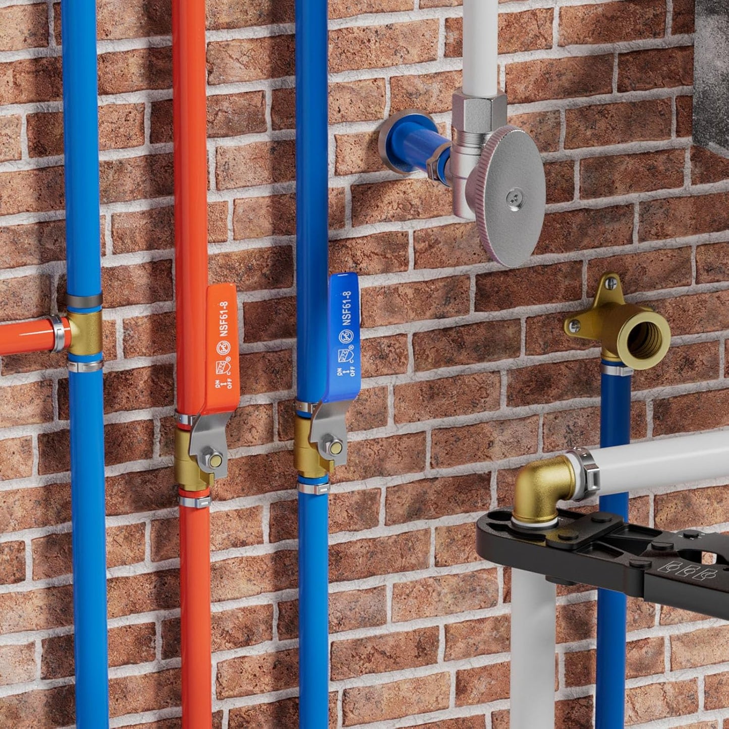 (200 Pack) EFIELD Pex Barb Crimp Brass Fittings 1-Inch x 1-Inch Straight Couplings - ASTM F1807, UPC Certified