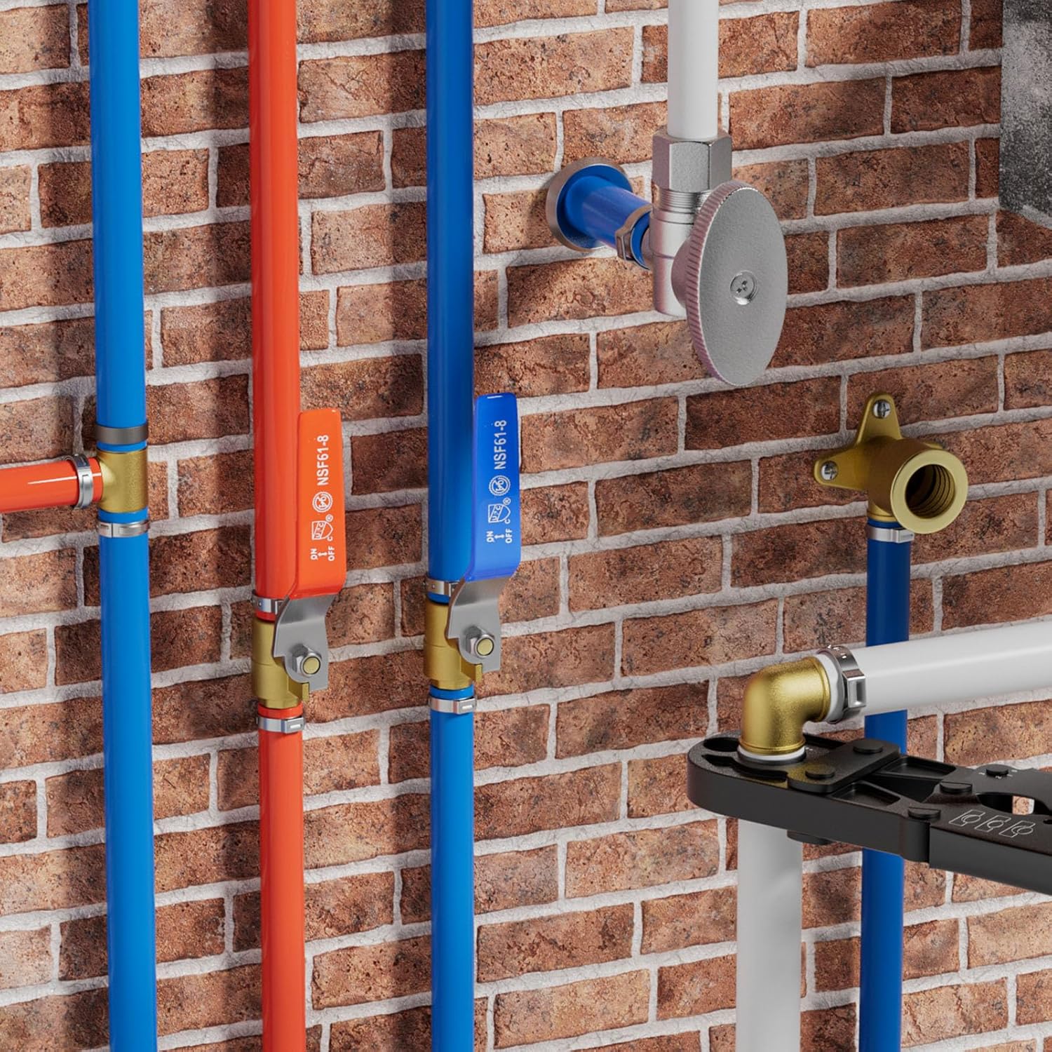 (200 Pack) EFIELD Pex Barb Crimp Brass Fittings 1-Inch x 1-Inch Straight Couplings - ASTM F1807, UPC Certified