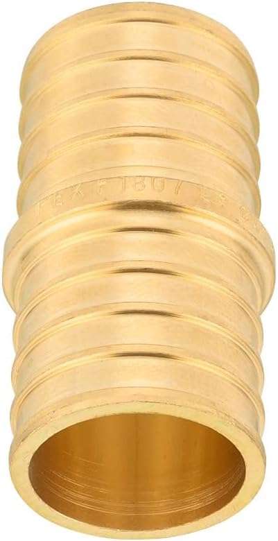 (200 Pack) EFIELD Pex Barb Crimp Brass Fittings 1-Inch x 1-Inch Straight Couplings - ASTM F1807, UPC Certified