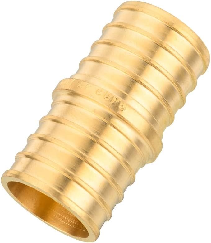(200 Pack) EFIELD Pex Barb Crimp Brass Fittings 1-Inch x 1-Inch Straight Couplings - ASTM F1807, UPC Certified
