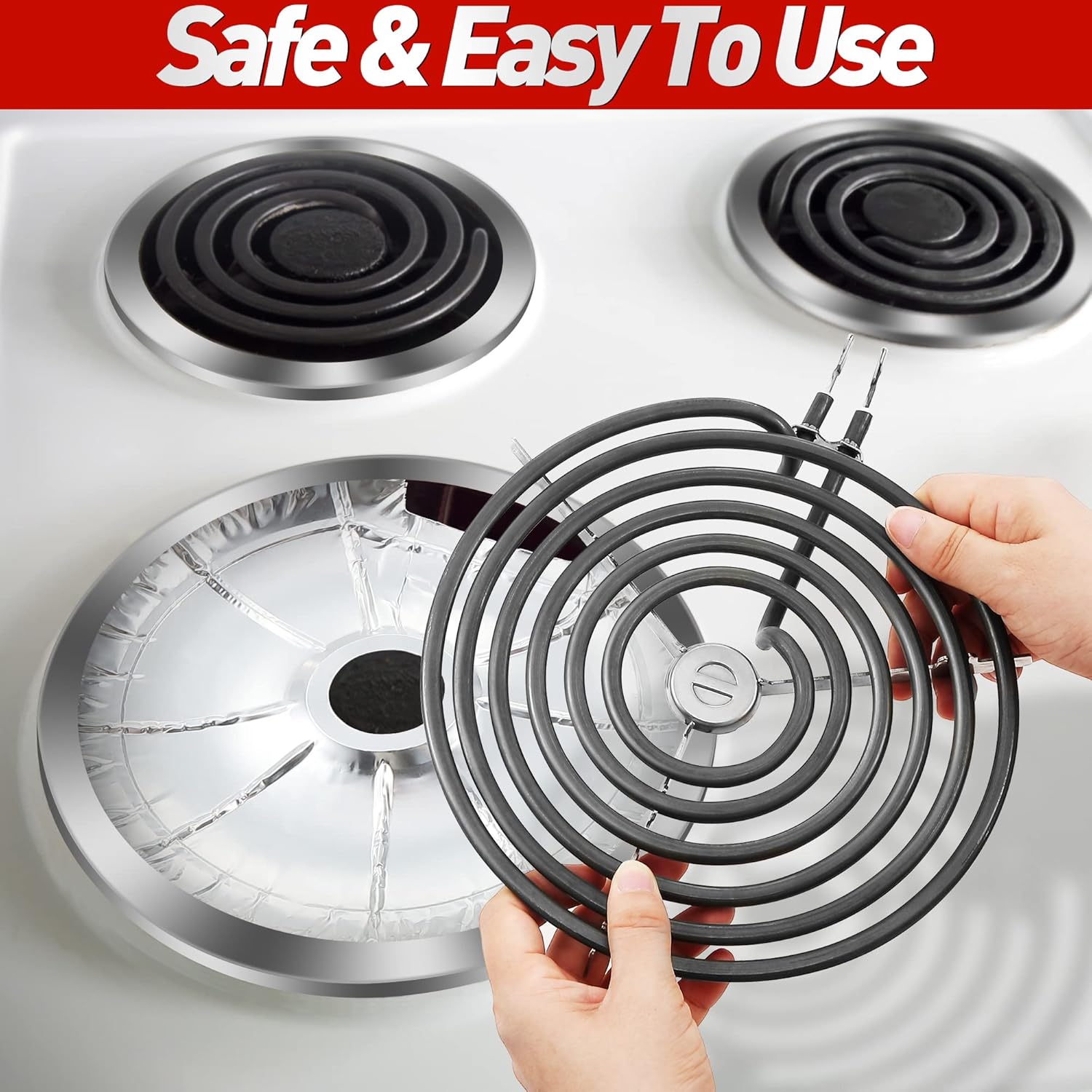 200 Pack Electric Stove Burner Covers - Disposable Aluminum Foil Drip Pan Liners - 6" and 8" Round Burner Liners - Keep Stove Top Clean from Oil and Food