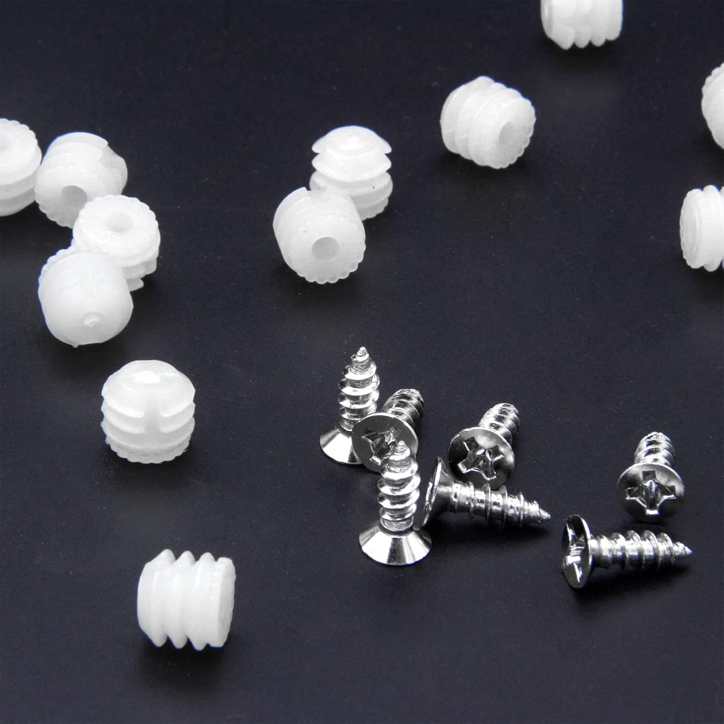 200 Pack White Plastic Hinge Dowel Inserts with Screws for Cabinet Door Drawer Repair