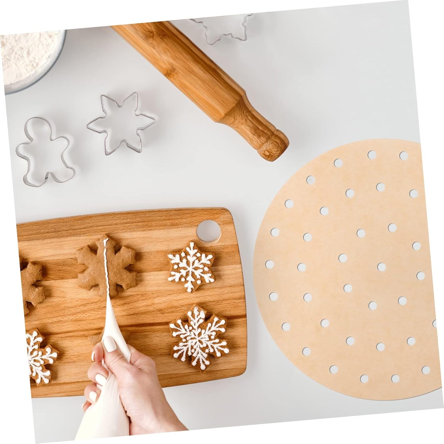 200 Sheets Baking Paper Tray Liners for Air Fryer, Toaster Oven, Pot, and Airfryer Pan - Jumbo Muffin Liners and Bakeware Rack