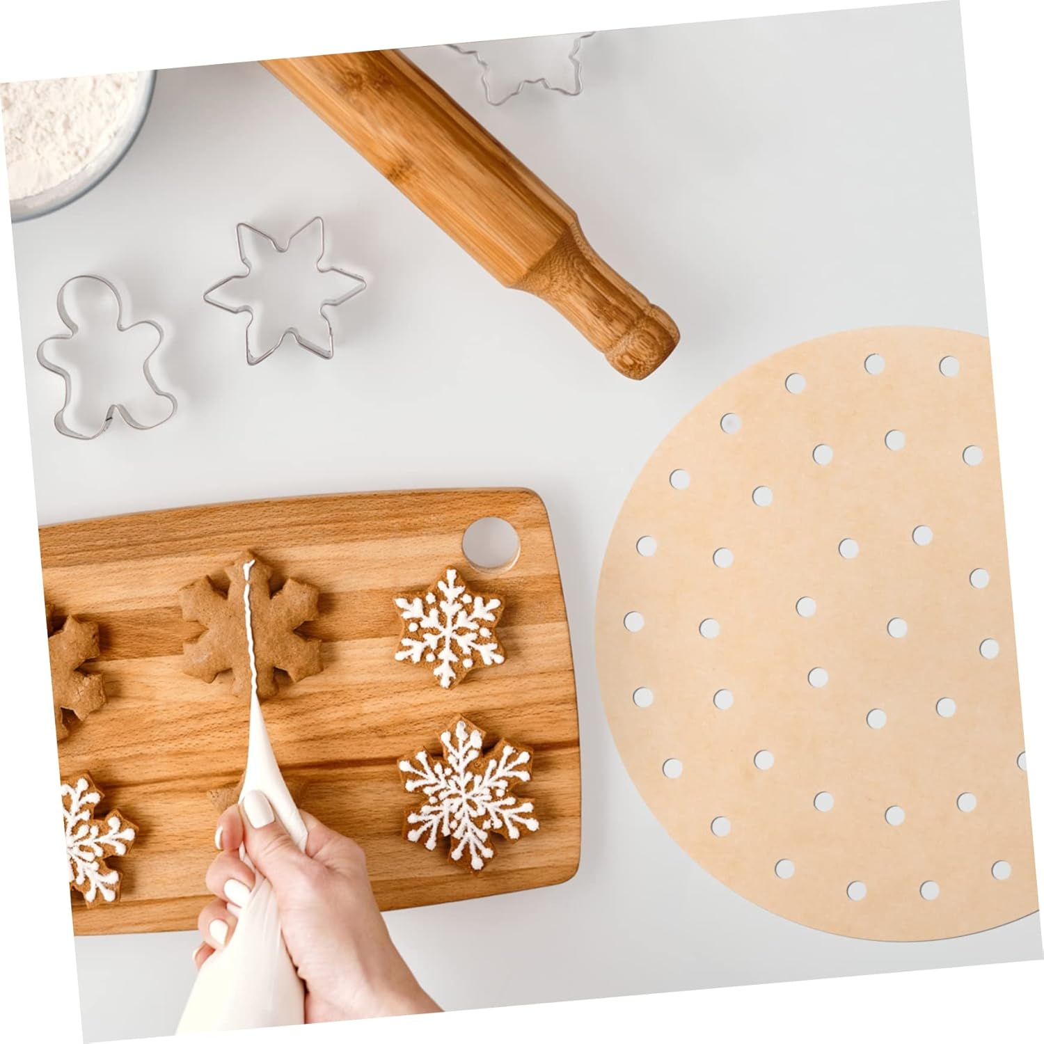 200 Sheets Baking Paper Tray Liners for Air Fryer, Toaster Oven, Pot, and Airfryer Pan - Jumbo Muffin Liners and Bakeware Rack