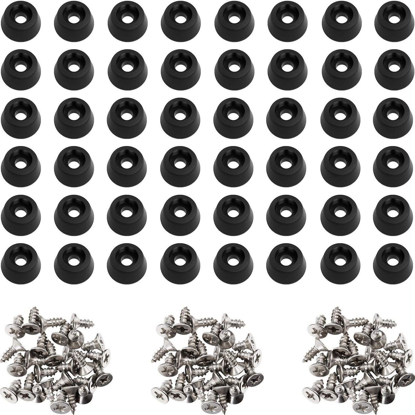 200 Soft Cutting Board Rubber Feet with Stainless Steel Screws - Non Slip Anti-Skid Grips for Furniture, Electronics & Appliances