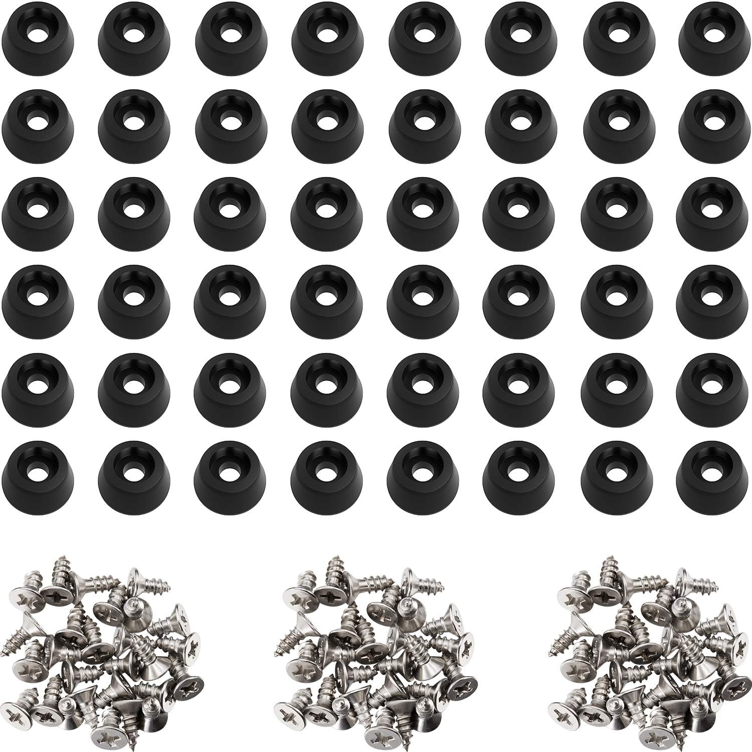 200 Soft Cutting Board Rubber Feet with Stainless Steel Screws - Non Slip Anti-Skid Grips for Furniture, Electronics & Appliances