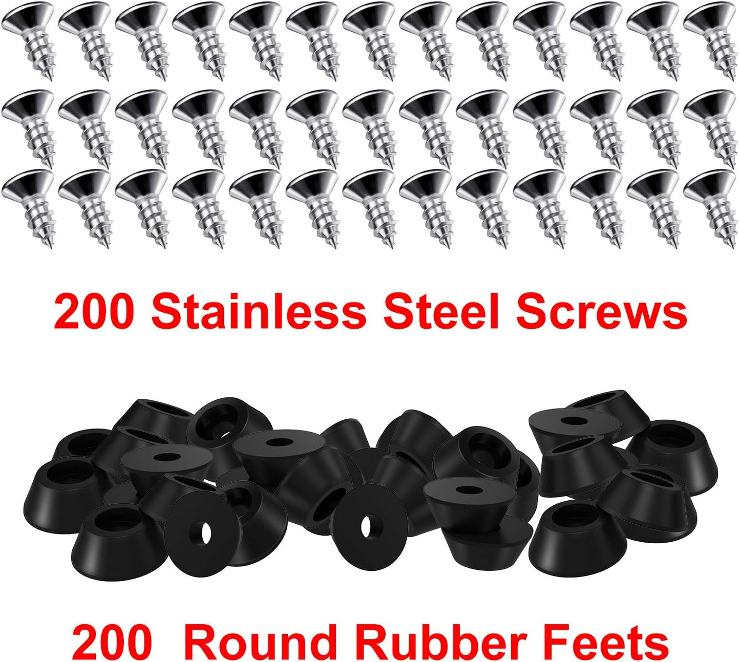 200 Soft Cutting Board Rubber Feet with Stainless Steel Screws - Non Slip Anti-Skid Grips for Furniture, Electronics & Appliances