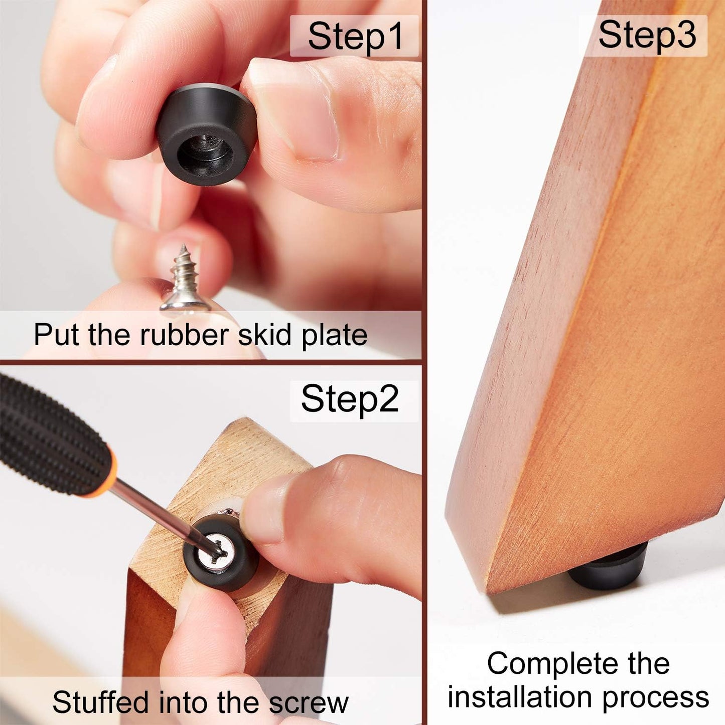 200 Soft Cutting Board Rubber Feet with Stainless Steel Screws - Non Slip Anti-Skid Grips for Furniture, Electronics & Appliances