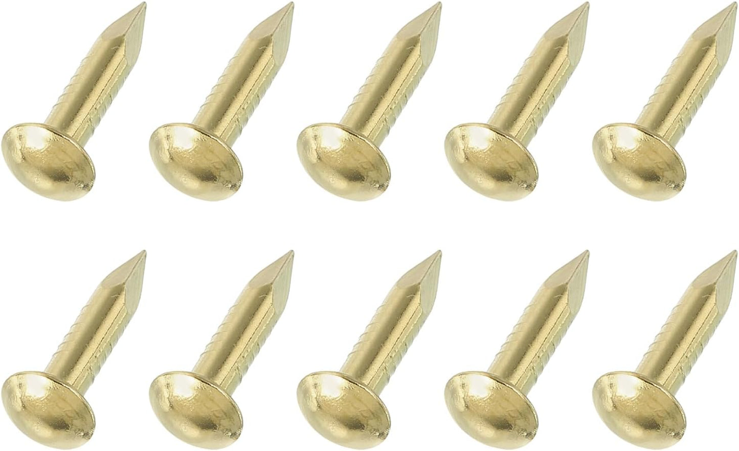 200Pcs Brass Round Head Nails 2.8 x 15mm for Woodworking & Picture Hanging - Small Hardware Nails for DIY Projects