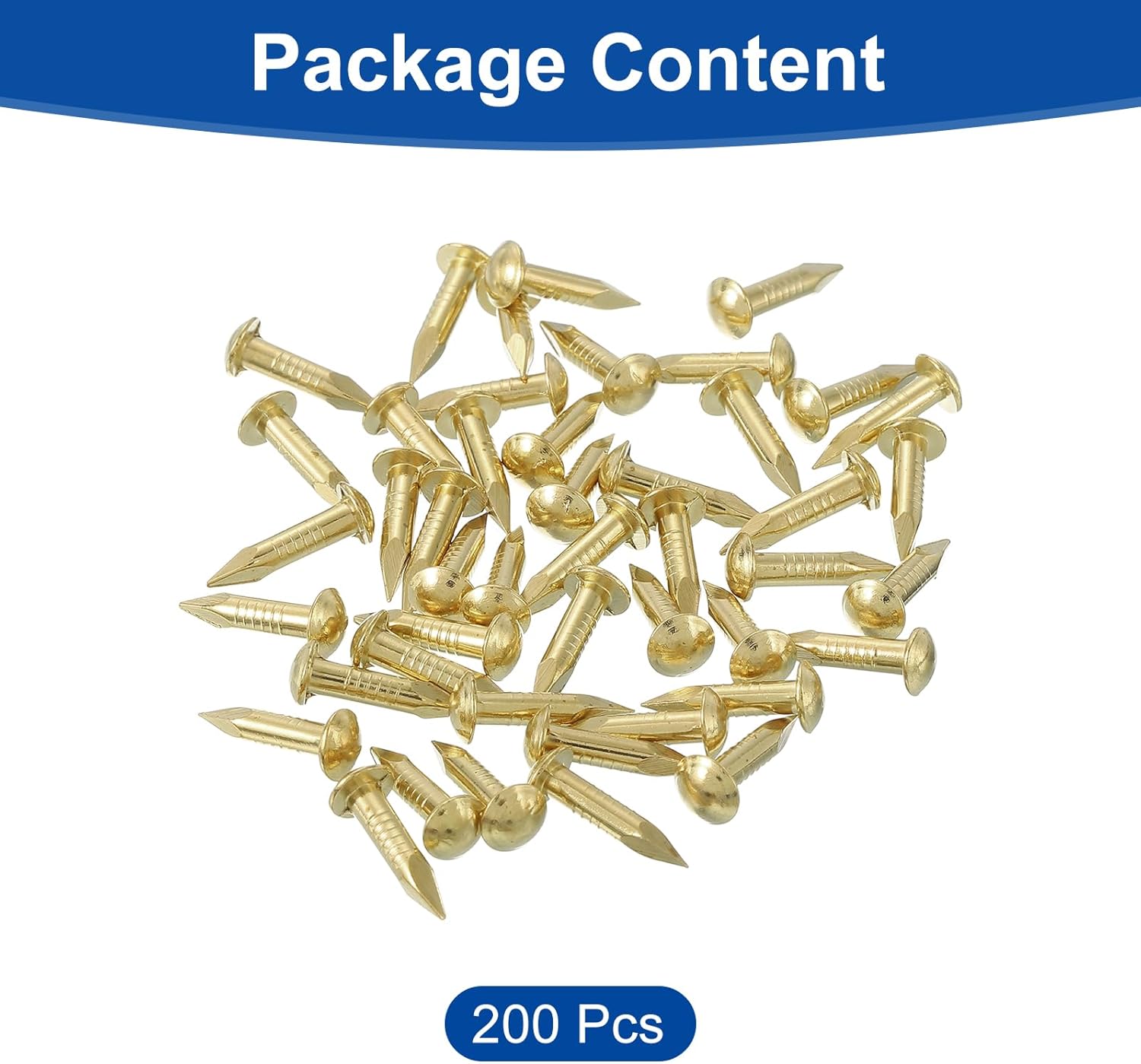 200Pcs Brass Round Head Nails 2.8 x 15mm for Woodworking & Picture Hanging - Small Hardware Nails for DIY Projects