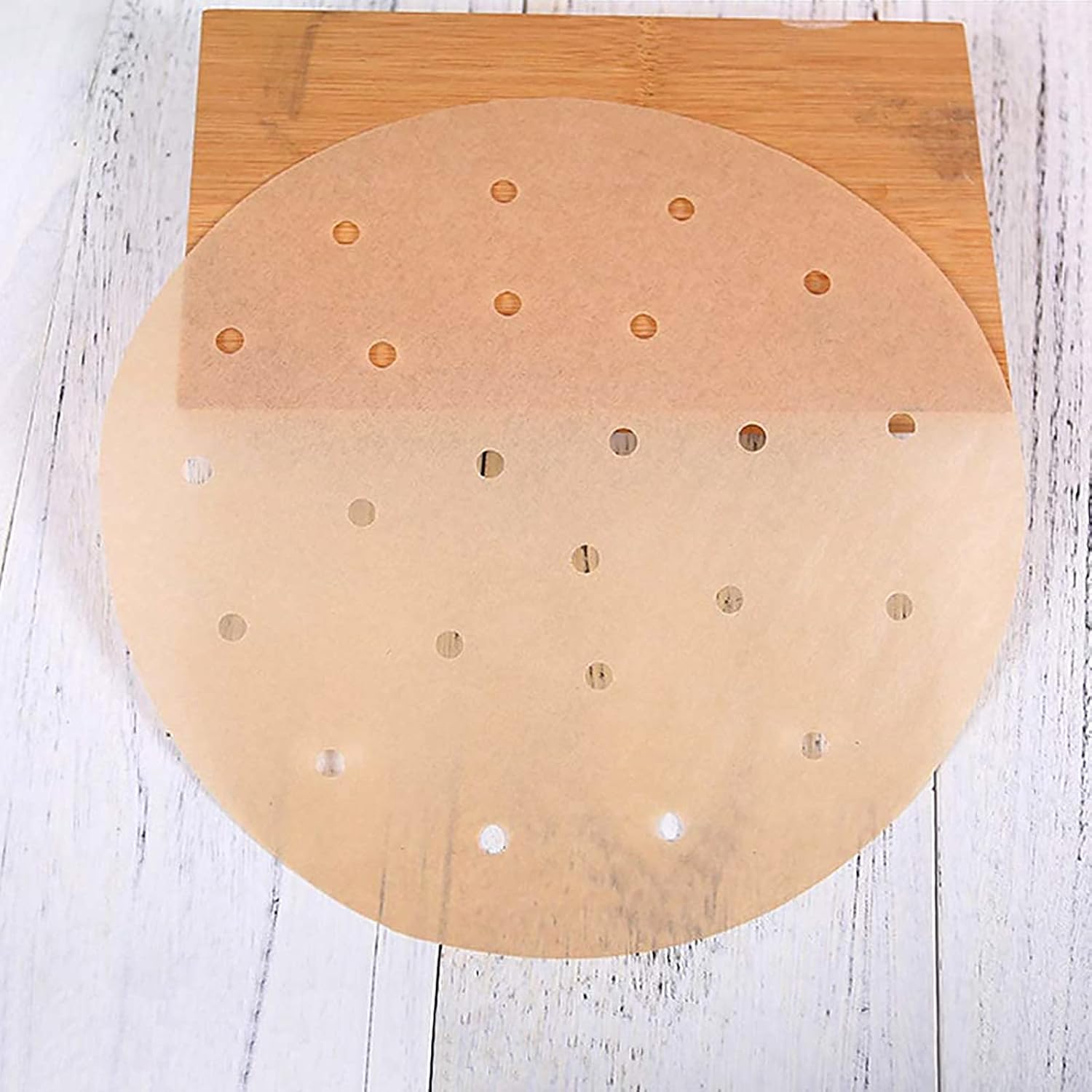 200pcs Unbleached Bamboo Steamer Liners - 8 inch Perforated Parchment Papers for Air Fryers - Non-Stick Mat for Baking/Cooking - Fits 4.2 & 4.9QT Fryers