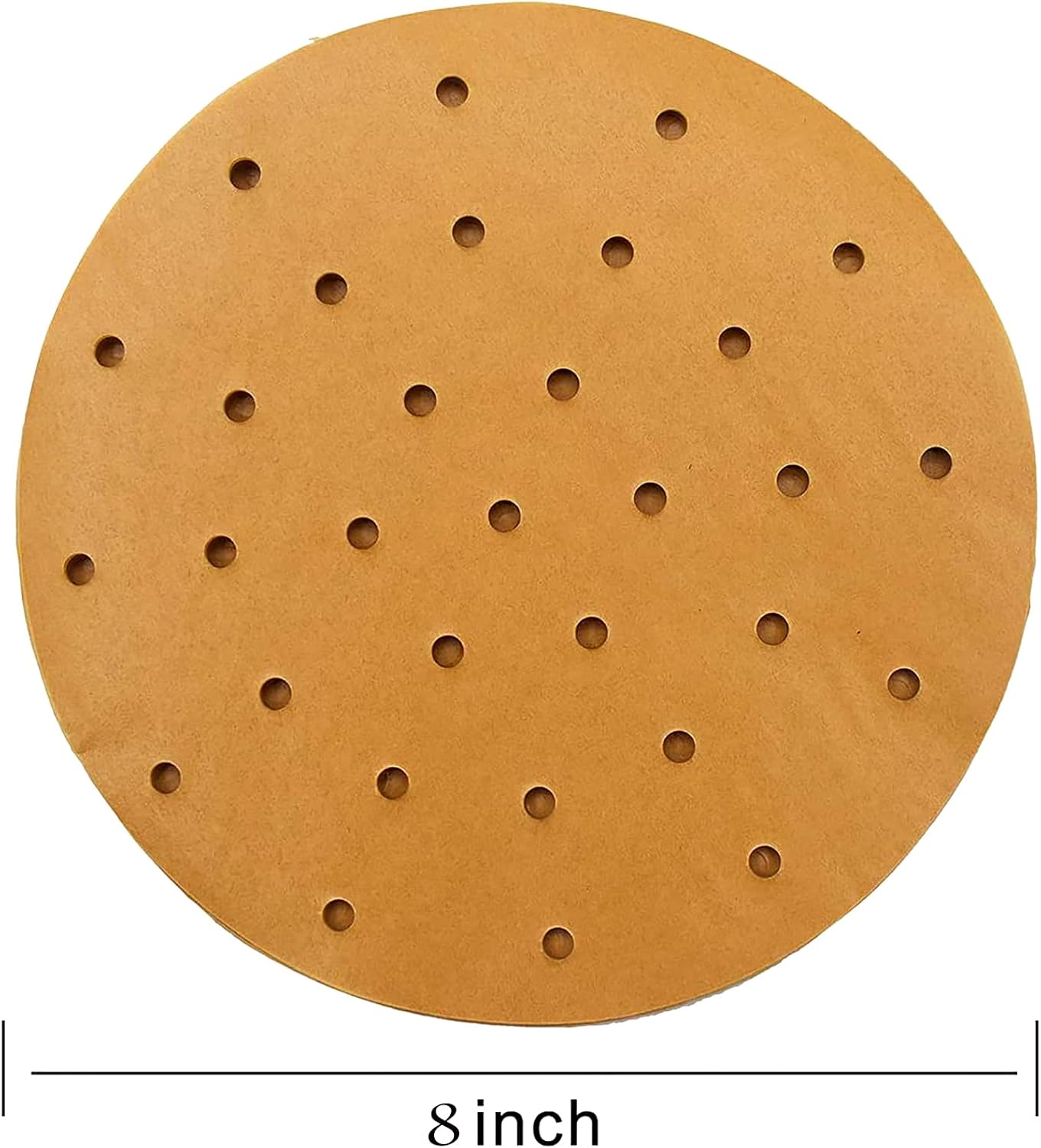 200pcs Unbleached Bamboo Steamer Liners - 8 inch Perforated Parchment Papers for Air Fryers - Non-Stick Mat for Baking/Cooking - Fits 4.2 & 4.9QT Fryers