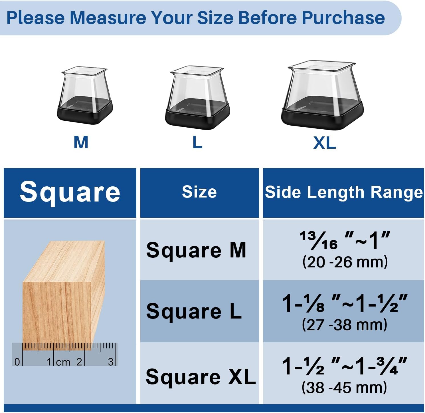 2024 Chair Leg Floor Protectors Furniture Sliders for Hardwood and Carpet - Non Slip Silicone, Reduce Noise, 28 Pcs Clear Square XL Fit 1-1/2" to 1-3/4