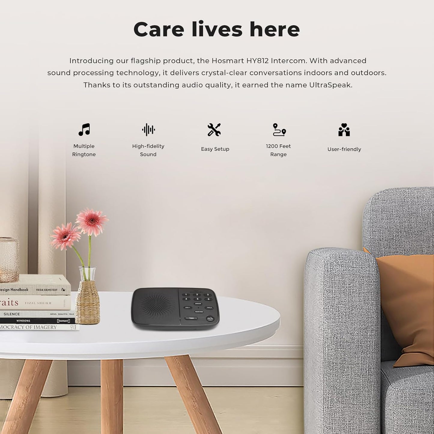 2024 HOSMART UltraSpeak Pro Wireless Intercom System - Full Duplex Two-Way Real-time Intercom for Home and Business - 1200 Feet Range