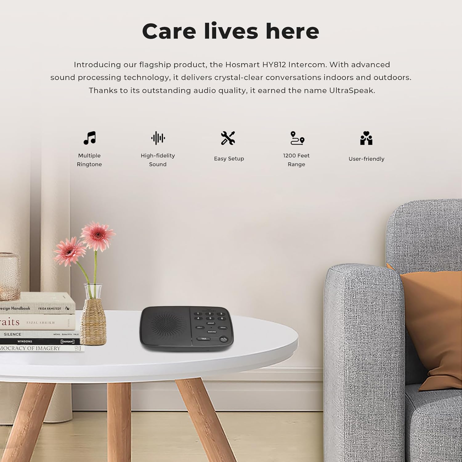 2024 HOSMART UltraSpeak Pro Wireless Intercom System - Full Duplex Two-Way Real-time Intercom for Home and Business - 1200 Feet Range