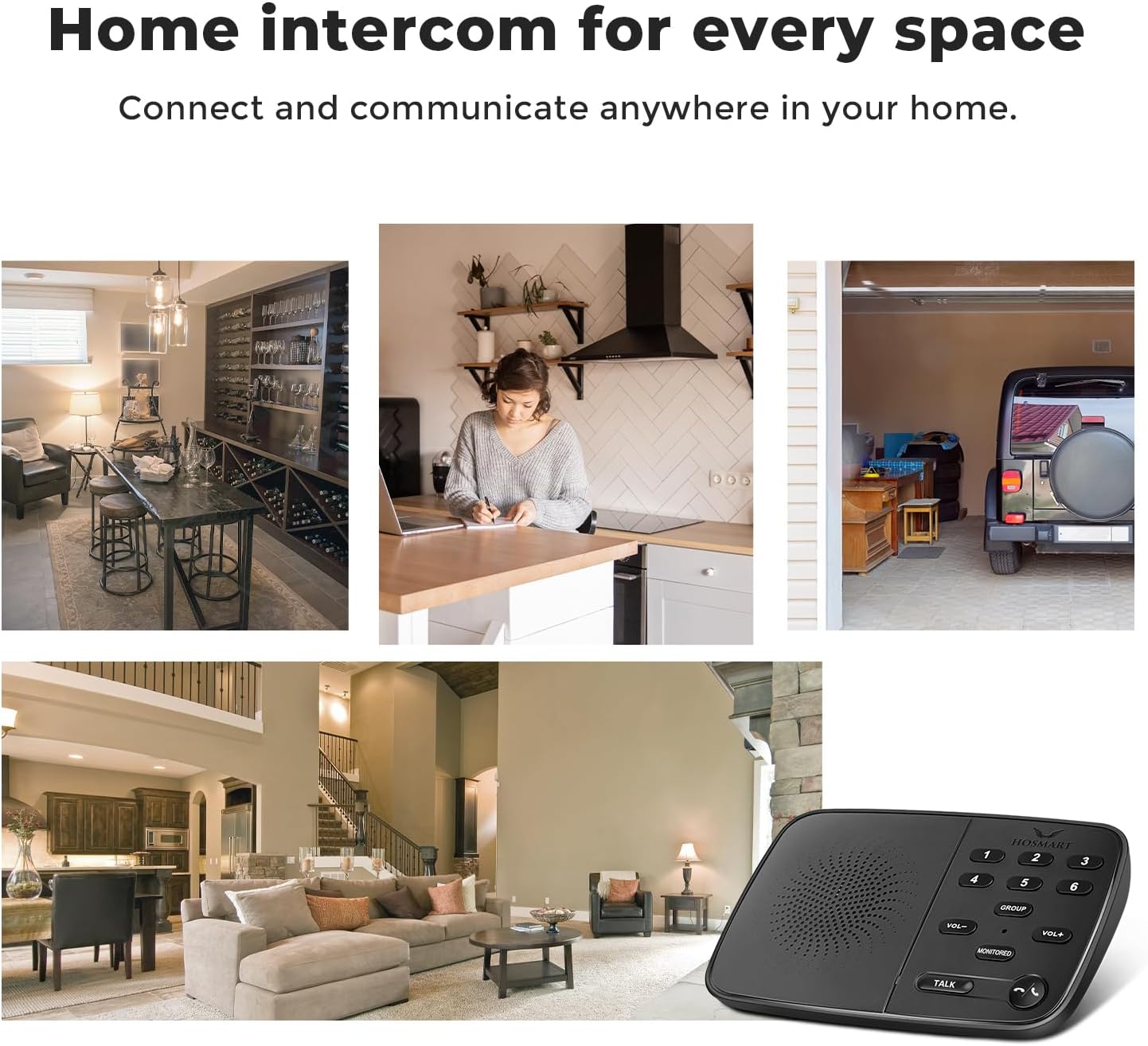 2024 HOSMART UltraSpeak Pro Wireless Intercom System - Full Duplex Two-Way Real-time Intercom for Home and Business - 1200 Feet Range