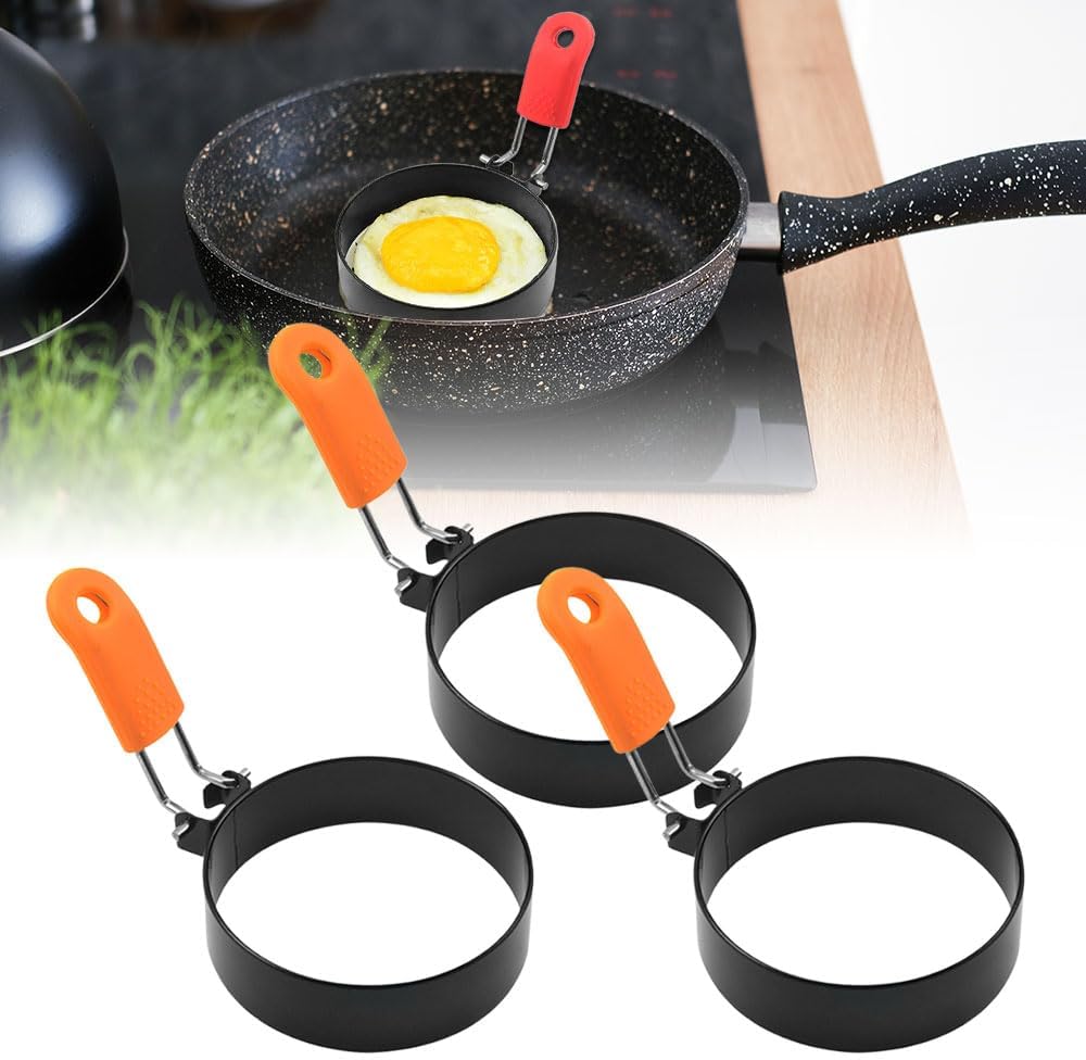 2024 Stainless Steel Egg Rings for Frying - Breakfast Sandwich Mold Set for Griddle - Round Egg Cooker (3 Pcs)