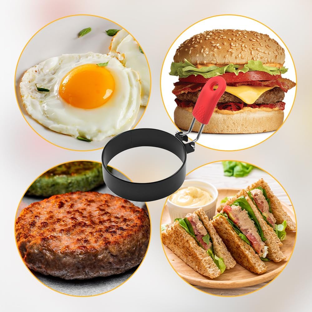 2024 Stainless Steel Egg Rings for Frying - Breakfast Sandwich Mold Set for Griddle - Round Egg Cooker (3 Pcs)