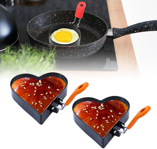 2024 Stainless Steel Egg Rings for Frying - Heart Shaped Egg Molds for Breakfast Sandwiches, Crumpets, and More - Set of 2
