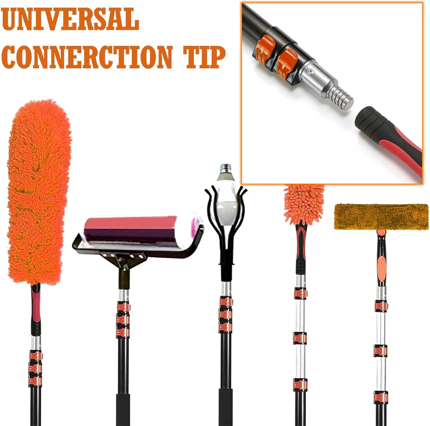 20FT Telescoping Extension Pole for Dusting, Painting, and Window Cleaning - Lightweight, Sturdy, Multi-Purpose with Universal Twist-on Metal Tip - Extendable Pole up to 12FT