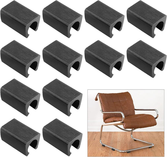 20PCS Black Plastic Furniture Feet Protectors - 14mm Plastic Caps for Bar Stools & Chairs - Non-Slip Leg Tips for Patio Furniture - Rectangle Leg Caps for Floor Protection