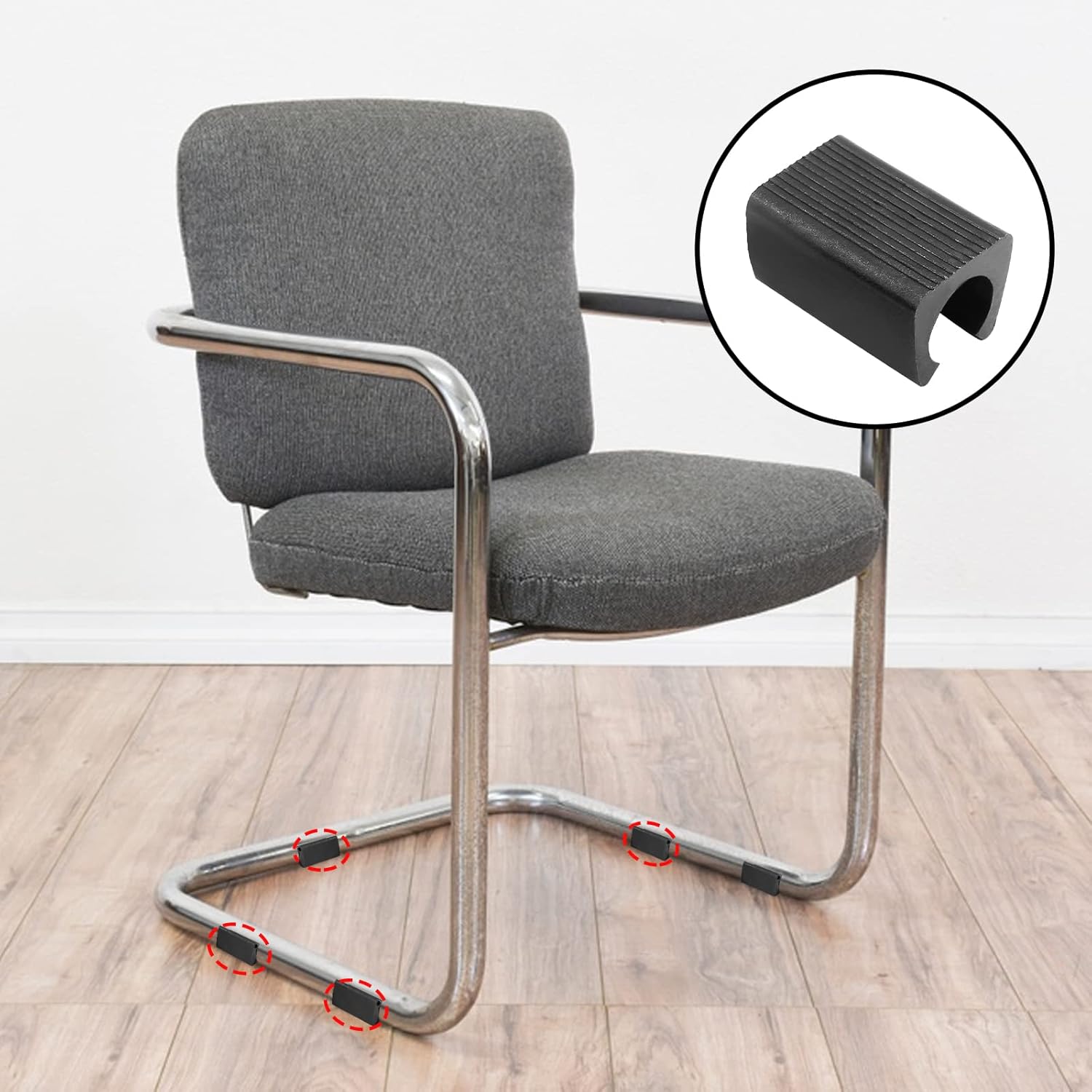 20PCS Black Plastic Furniture Feet Protectors - 14mm Plastic Caps for Bar Stools & Chairs - Non-Slip Leg Tips for Patio Furniture - Rectangle Leg Caps for Floor Protection