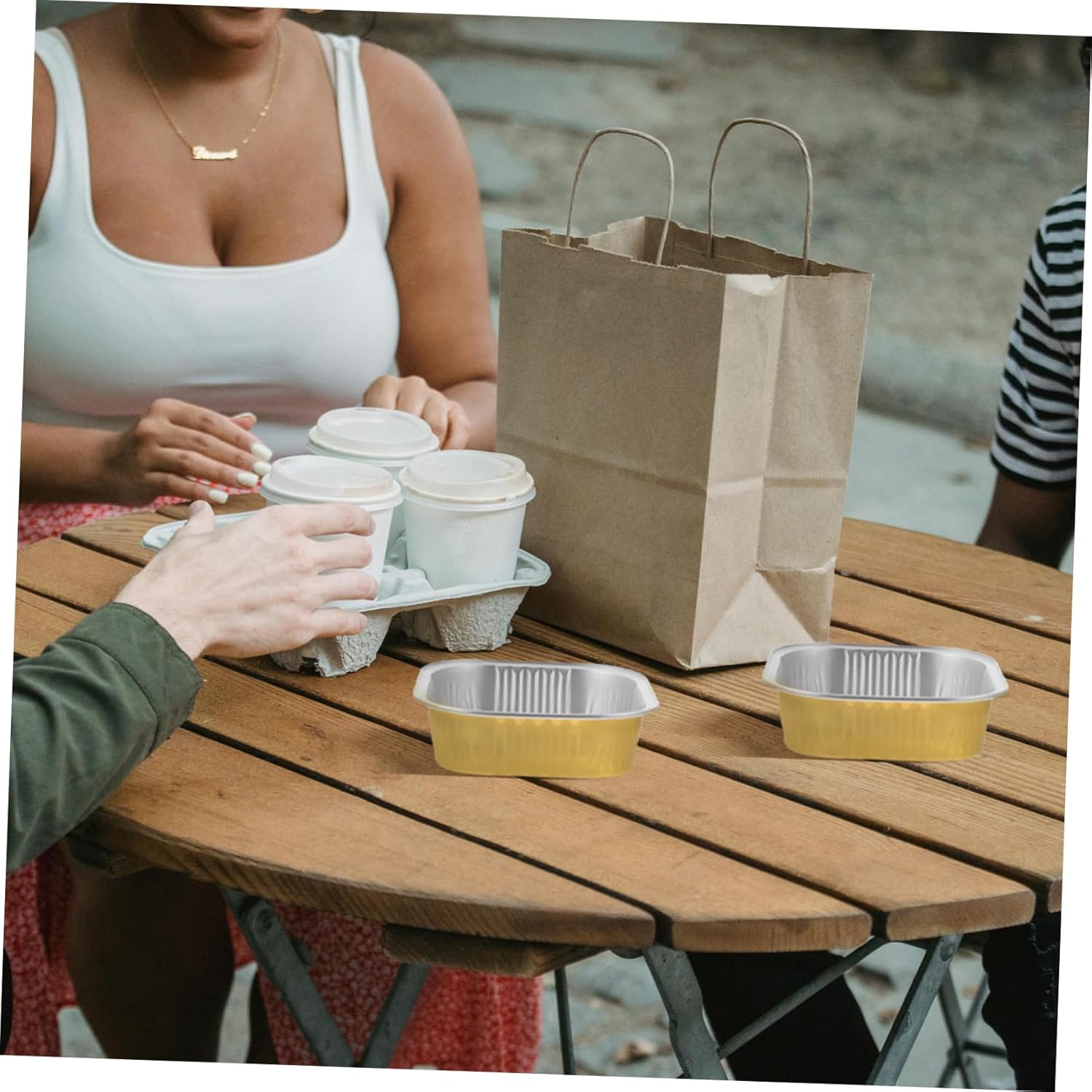 20pcs Foil Disposable Food Tray 220ml Chafing Dish for Toaster Oven Baking Pan BBQ Parties Meal Prep