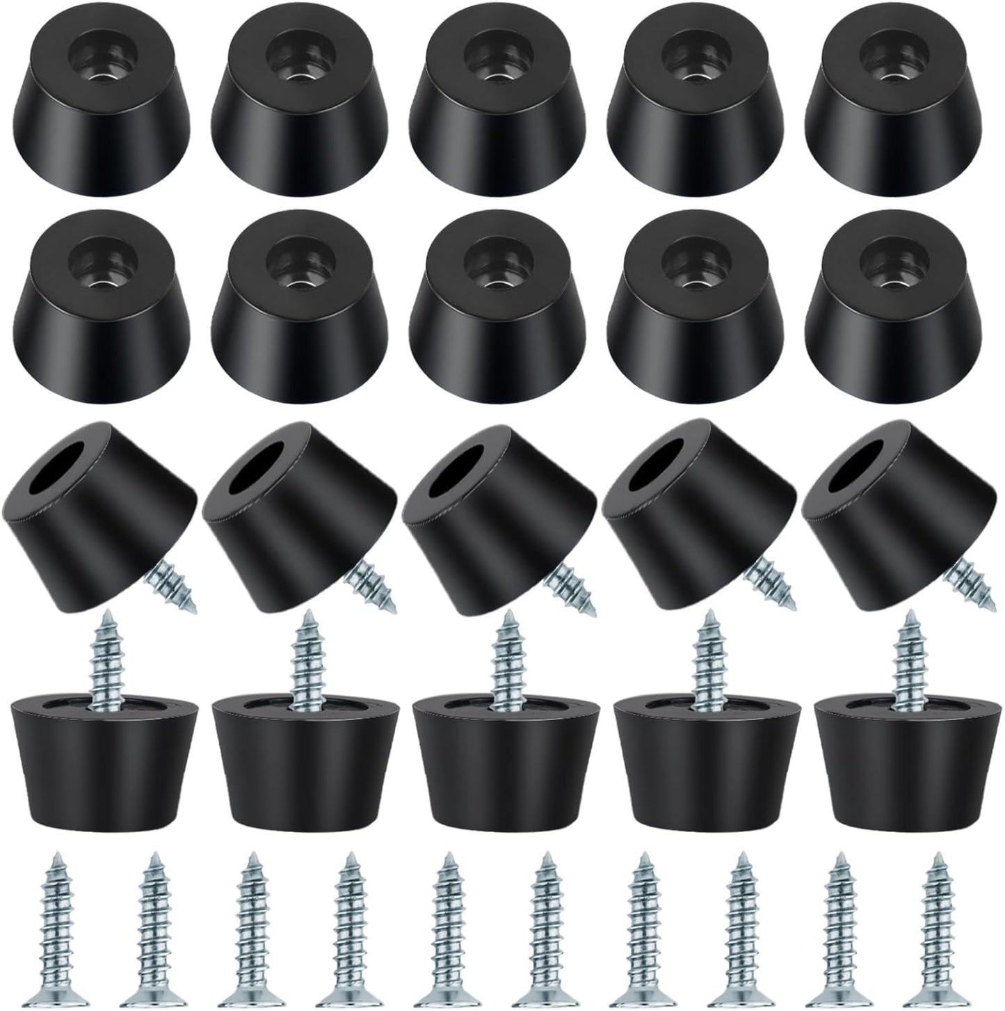 20PCS Round Rubber Feet with Steel Screws for Cutting Boards - Anti Slip Furniture Pads for Kitchen and Electronics