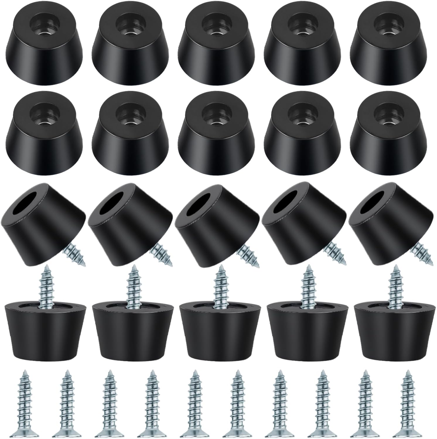 20PCS Round Rubber Feet with Steel Screws for Cutting Boards - Anti Slip Furniture Pads for Kitchen and Electronics