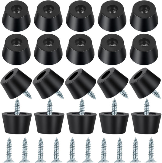 20PCS Round Rubber Feet with Steel Screws for Cutting Boards - Anti Slip Furniture Pads for Kitchen and Electronics