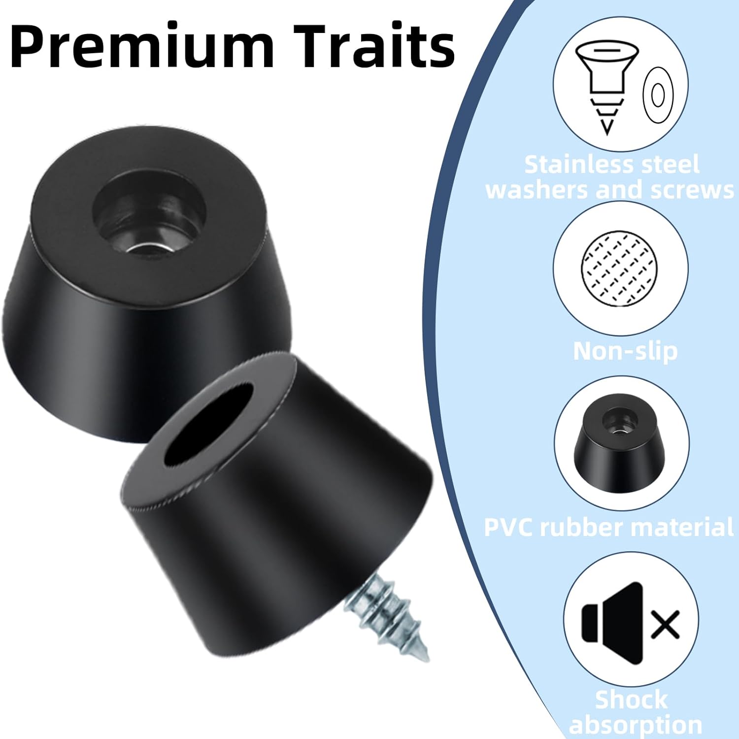 20PCS Round Rubber Feet with Steel Screws for Cutting Boards - Anti Slip Furniture Pads for Kitchen and Electronics