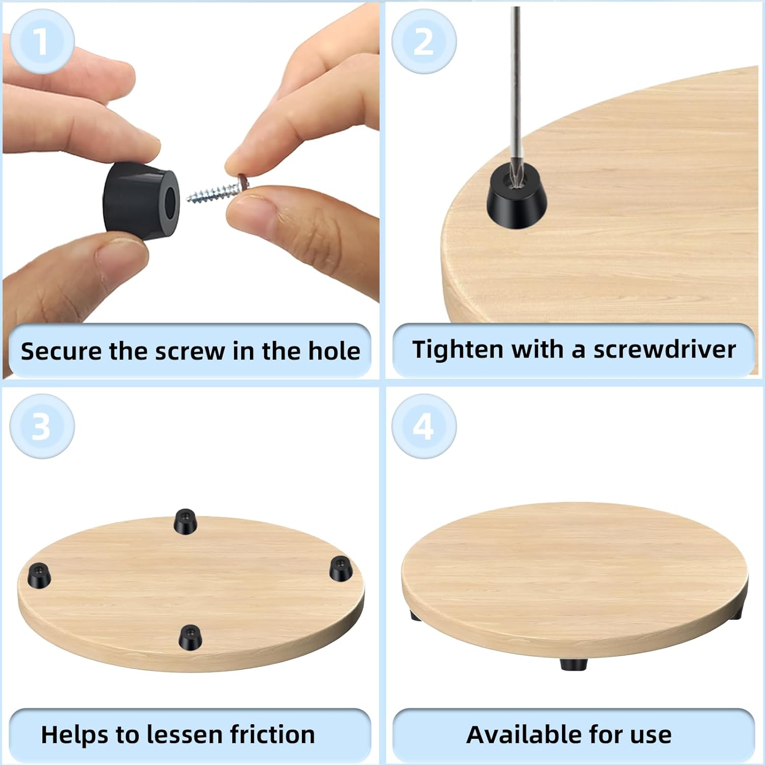 20PCS Round Rubber Feet with Steel Screws for Cutting Boards - Anti Slip Furniture Pads for Kitchen and Electronics
