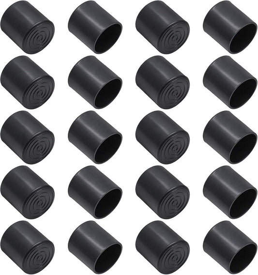 20Pcs Round Rubber Furniture Leg Caps - 1-1/4" Vinyl Flexible Chair Leg Floor Protectors - Black patio/indoor Furniture Leg Caps