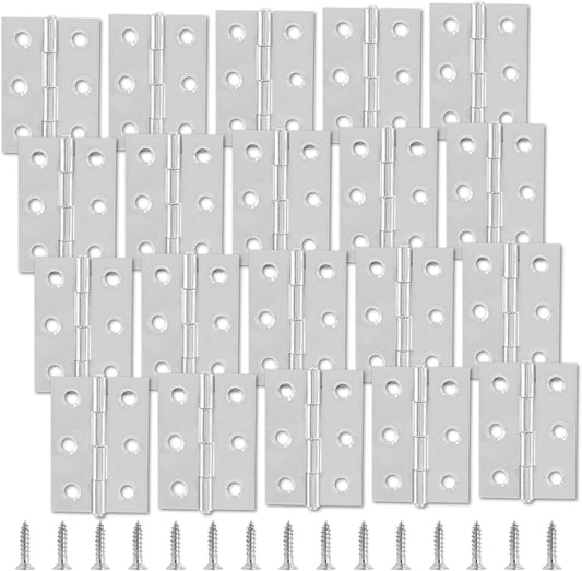20pcs Stainless Steel 2 Inch Butt Hinges for Cabinets, Doors, Windows, Jewelry Boxes - Chrome Finish