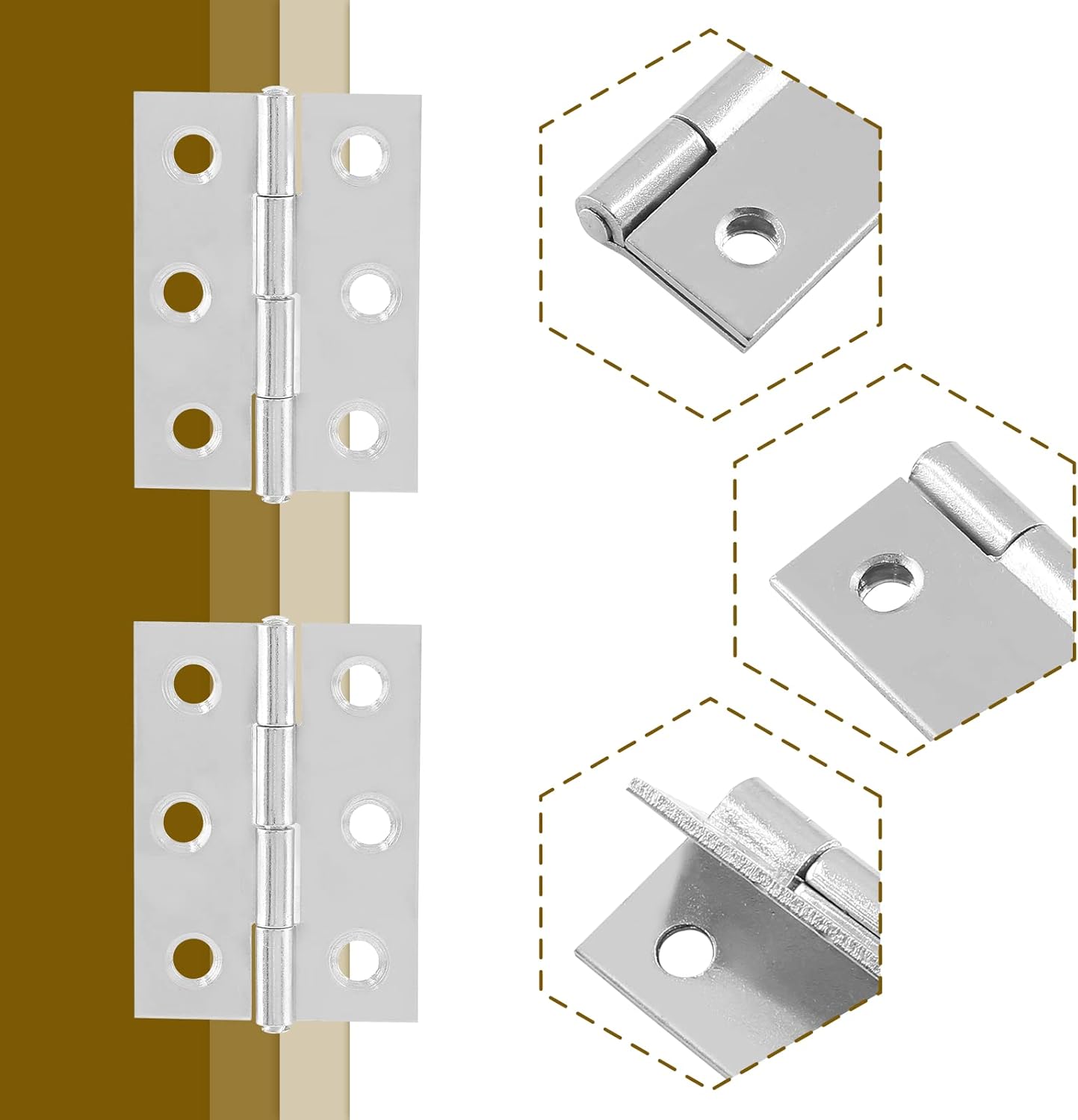 20pcs Stainless Steel 2 Inch Butt Hinges for Cabinets, Doors, Windows, Jewelry Boxes - Chrome Finish