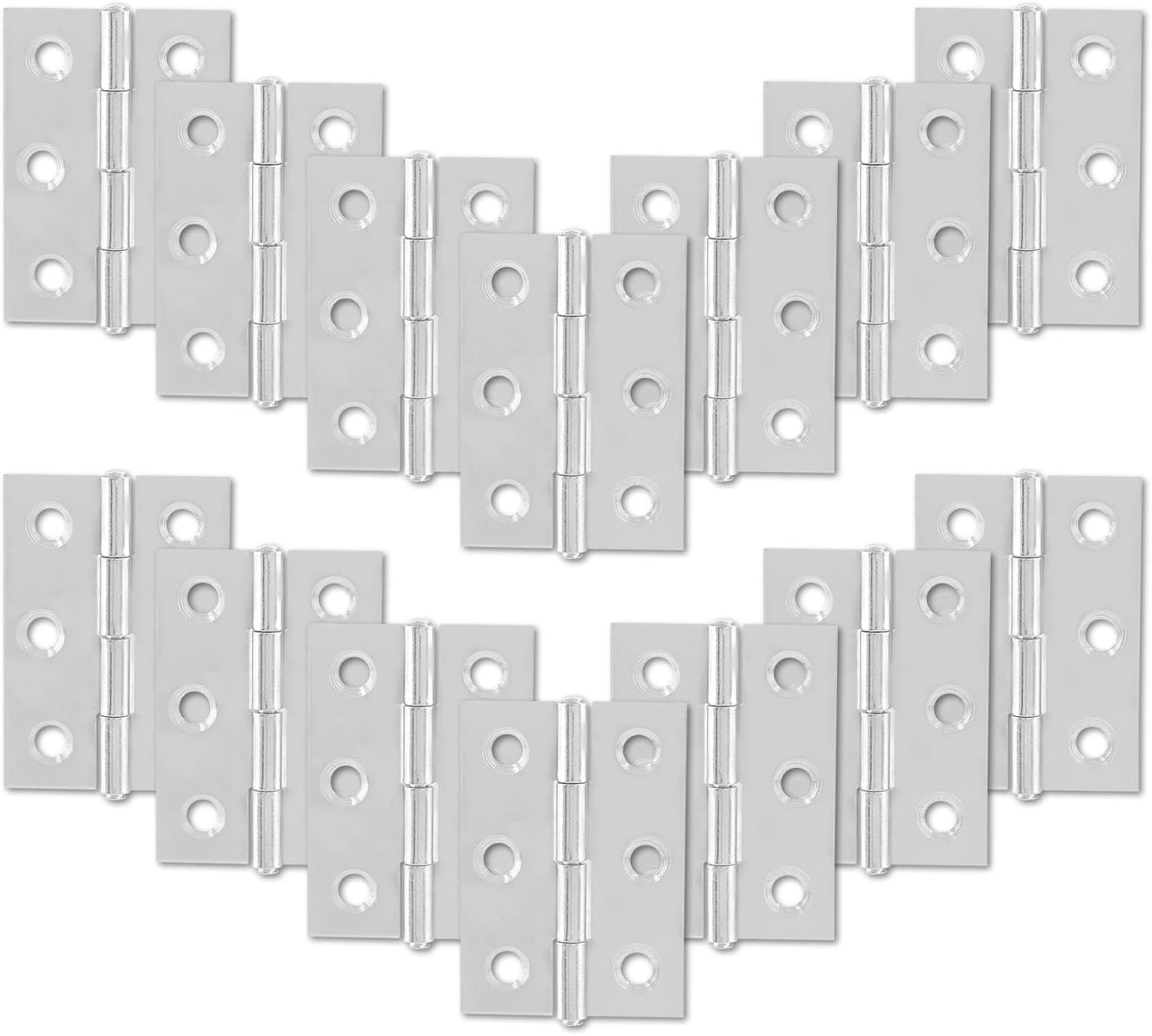 20pcs Stainless Steel 2 Inch Butt Hinges for Cabinets, Doors, Windows, Jewelry Boxes - Chrome Finish