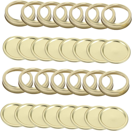 20Pcs Stainless Steel Mason Jar Sip Lids Bands - Easy Open Close, Food-Grade Tinplate