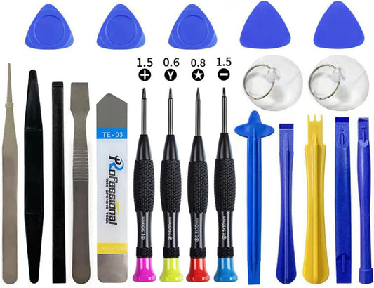 21-Piece Qerfasaly Opening Pry Tool Screwdriver Set for iPhone iPad Laptop Repair - Phillips Pentalobe Flat Triangle Head - Multi-Function Kit