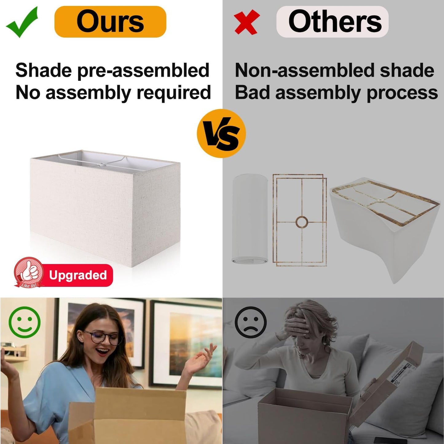 21" Set of 2 Touch Control Table Lamps with USB & AC Outlets, 3-Way Dimmable Modern Nightstand Lamps - White Shade Bedside Lamps