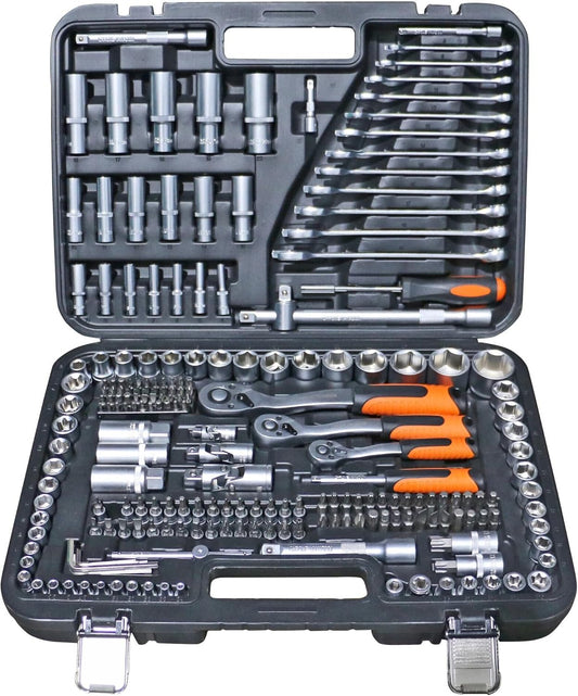 219-Piece Mechanics Tool Set with Ratchets, Sockets, Wrenches, and More for Auto Repair, Home, and Garage - Includes Metric and Spark Plug Sockets