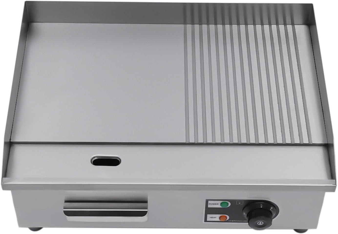 22" Commercial Electric Griddle - 1600W Restaurant Grill BBQ Flat Top - Stainless Steel Nonstick Countertop Griddle with Adjustable Thermostat for Kitchen