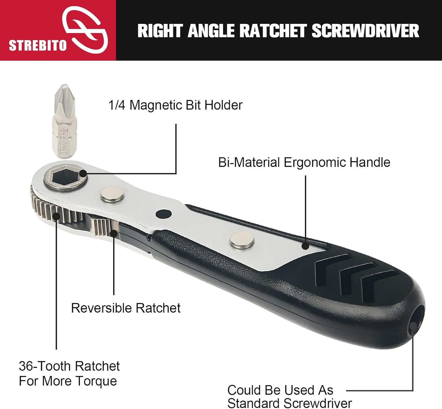 22-Piece Mini Ratchet Set with Right Angle Screwdriver for Tight Spaces, Phillips, Slotted, Torx, Hex, Square - Small Ratcheting Wrench Bit Ratchet