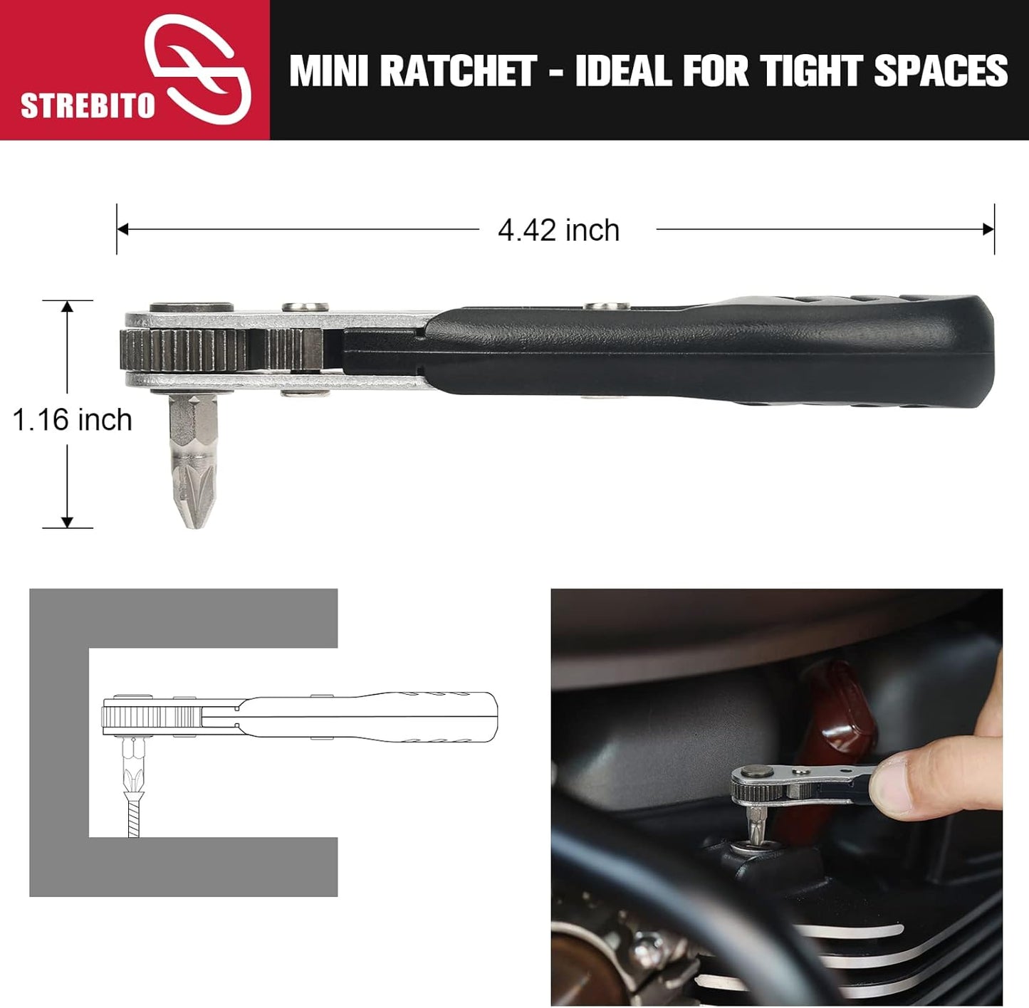 22-Piece Mini Ratchet Set with Right Angle Screwdriver for Tight Spaces, Phillips, Slotted, Torx, Hex, Square - Small Ratcheting Wrench Bit Ratchet