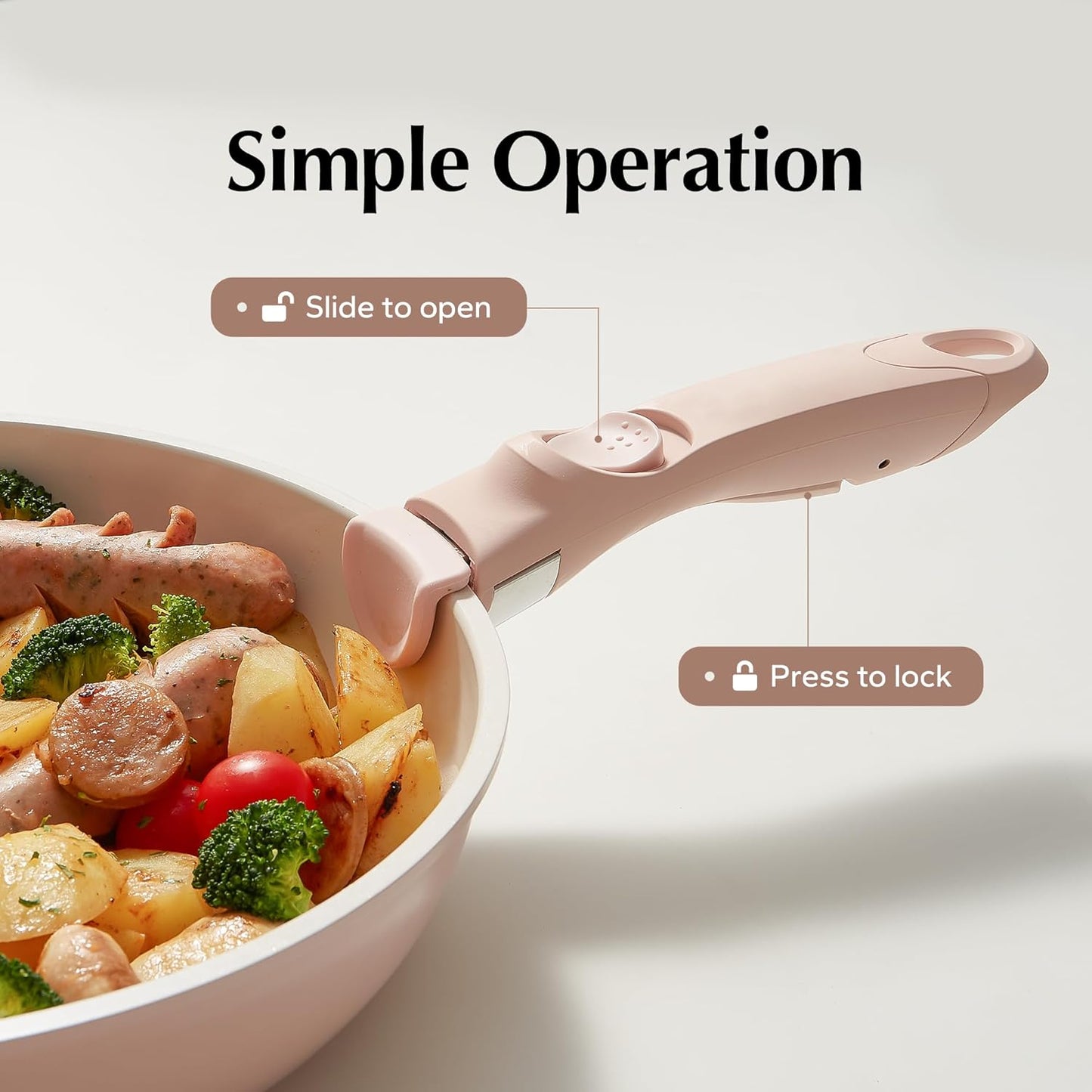 22 Piece Redchef Ceramic Cookware Set with Detachable Handle - Nonstick, Non Toxic, PFAS PFOA & PTFE Free - Dishwasher/Oven Safe - Ideal for Camping