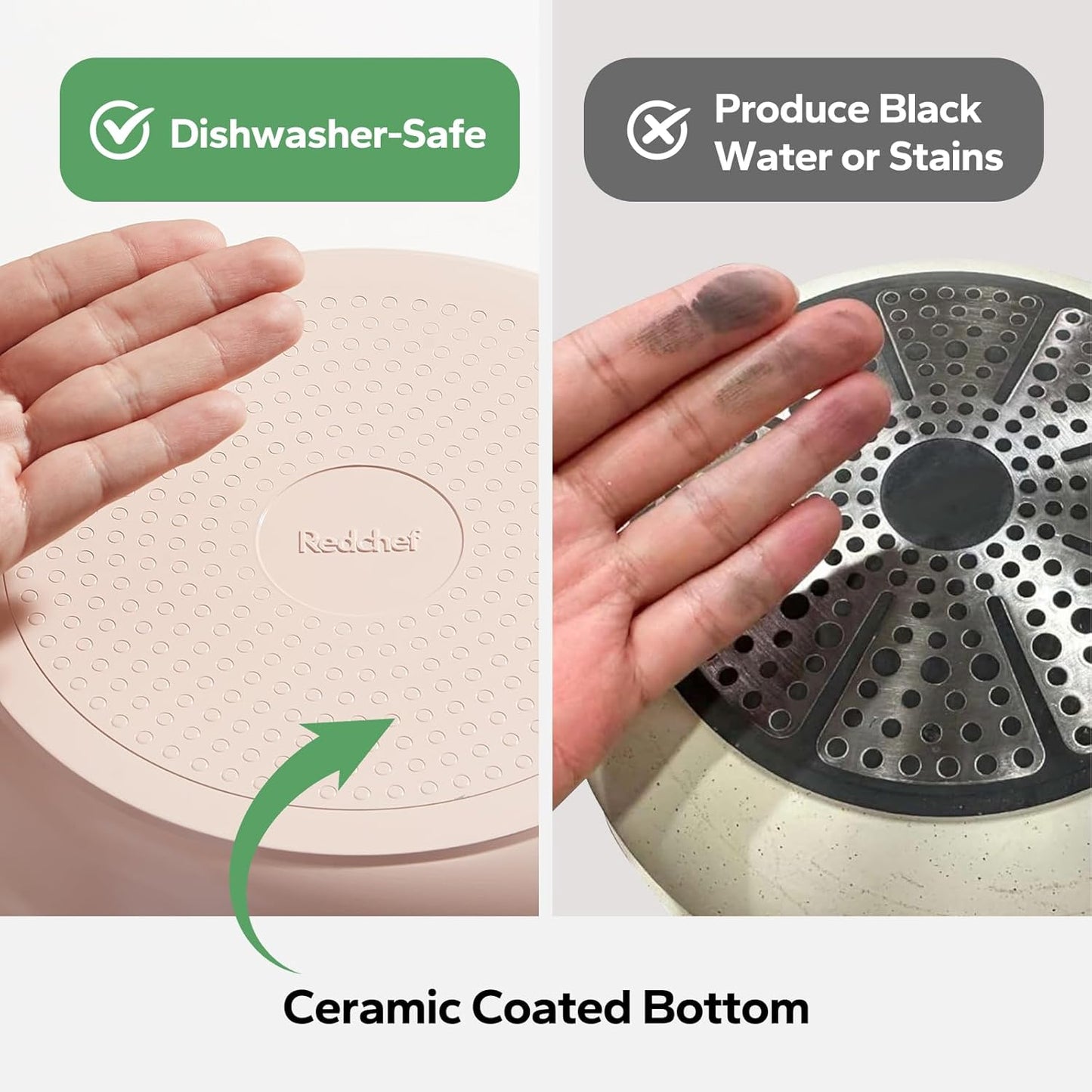 22 Piece Redchef Ceramic Cookware Set with Detachable Handle - Nonstick, Non Toxic, PFAS PFOA & PTFE Free - Dishwasher/Oven Safe - Ideal for Camping