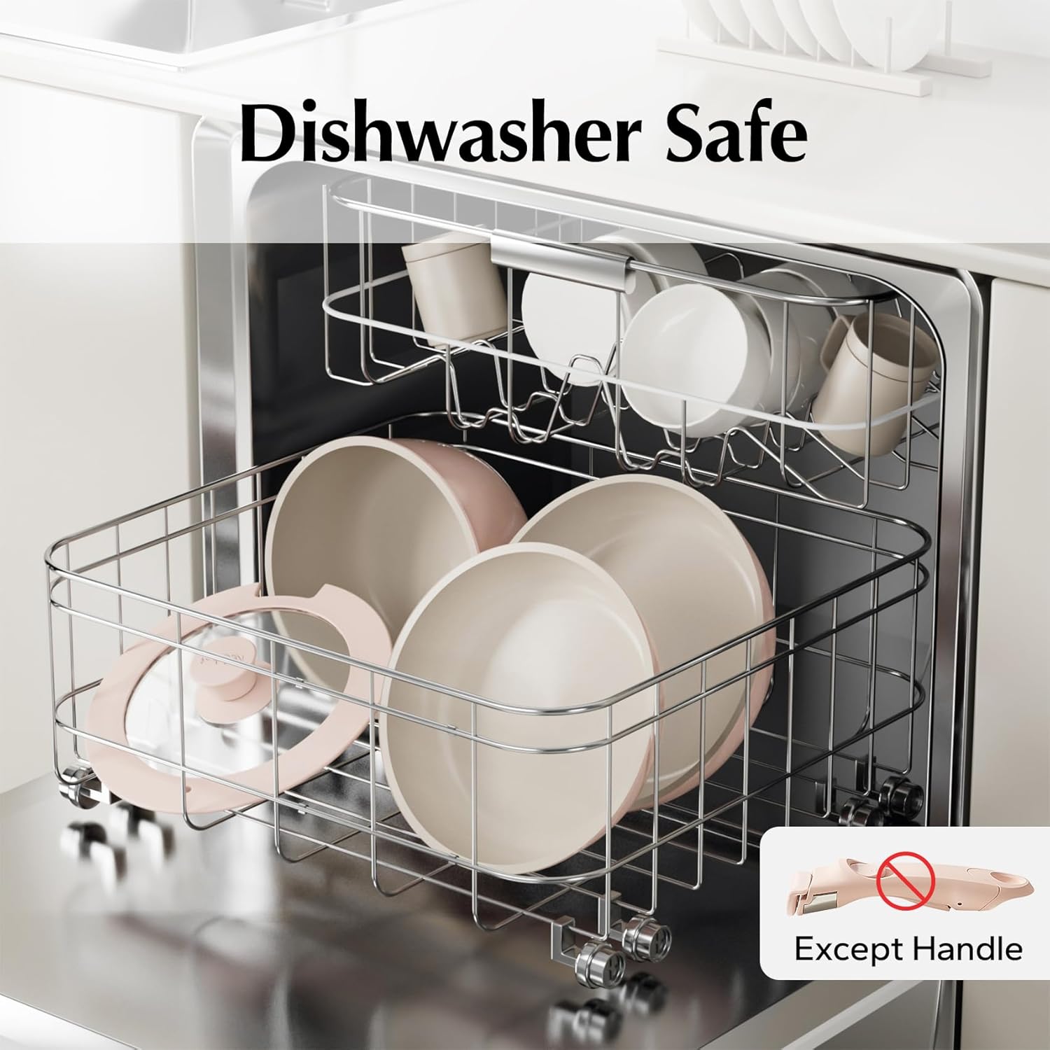 22 Piece Redchef Ceramic Cookware Set with Detachable Handle - Nonstick, Non Toxic, PFAS PFOA & PTFE Free - Dishwasher/Oven Safe - Ideal for Camping