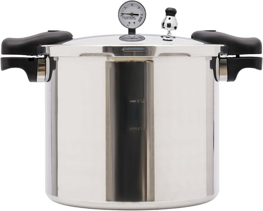 23 Quart Pressure Canner Cooker with Gauge Release Valve - Stainless Steel, 11psi Aluminum, Large Capacity 22L for Family or Commercial Use