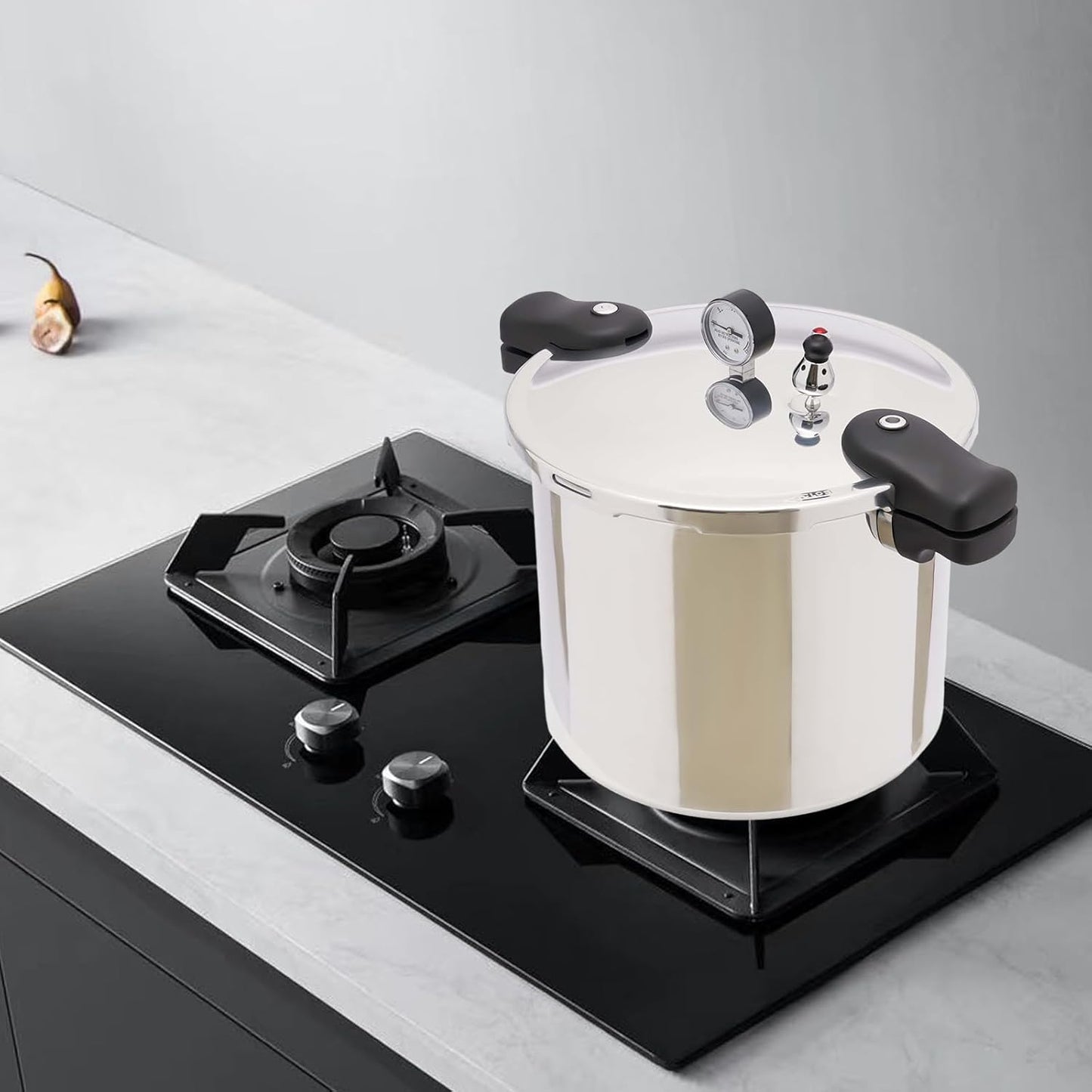 23 Quart Pressure Canner Cooker with Gauge Release Valve - Stainless Steel, 11psi Aluminum, Large Capacity 22L for Family or Commercial Use