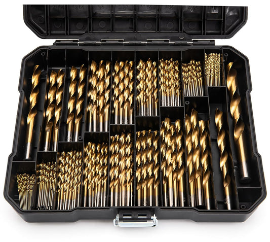 230-Piece Titanium Twist Drill Bit Set for Metal and Wood - High Speed Steel Kit for Wood, Aluminum, Metal, Plastic - Storage Case Included